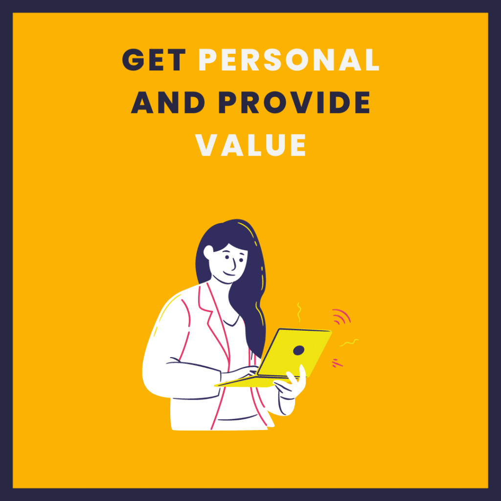 Graphic of woman posting valuable content