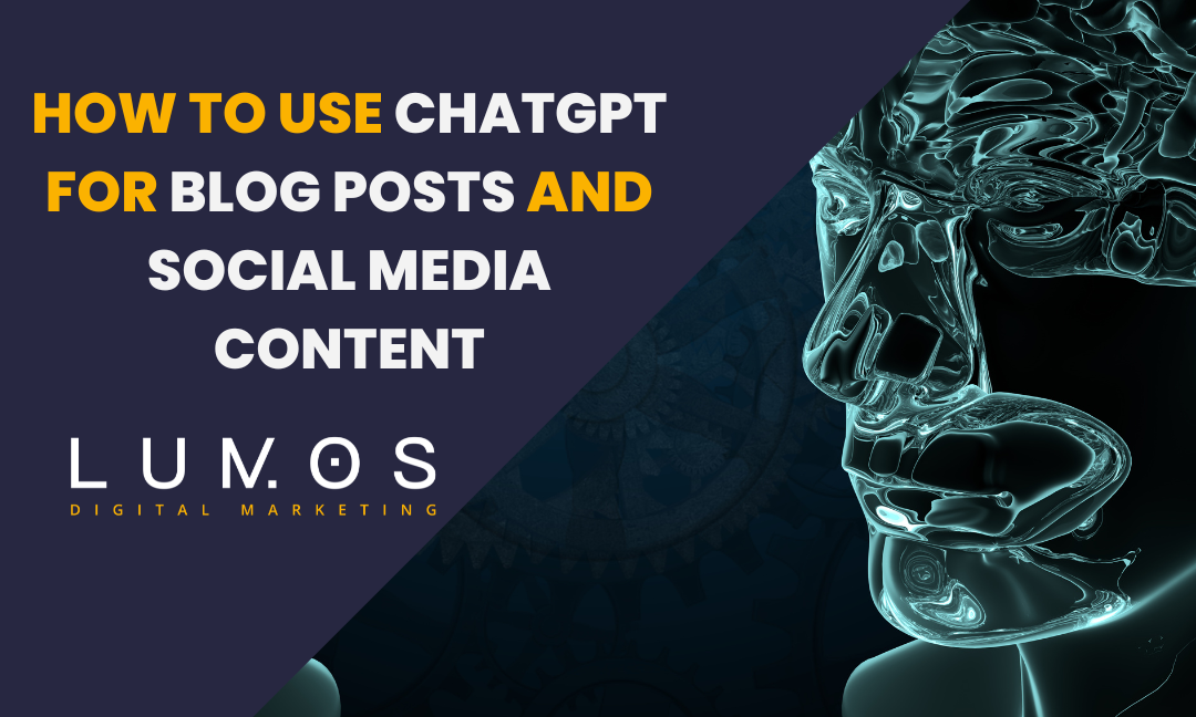 Graphic of AI robot- How to use ChatGPT for blog posts and social media content